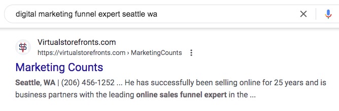 Paul Counts Search Result In Seattle Marketing Area