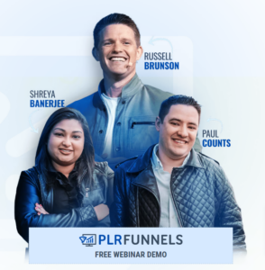 Russell Bruson Paul Counts and Shreya Bangerjee of PLR Funnels