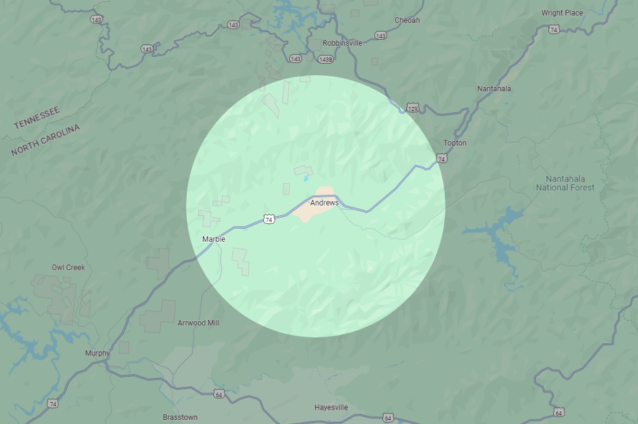 Area Live Feed Illustration with 5 Mile Radius